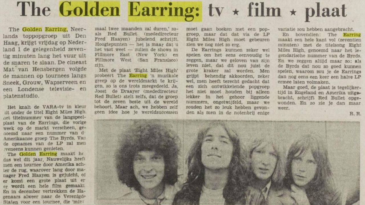 Vrije Volk newspaper November 11 1969 - The Golden Earrings